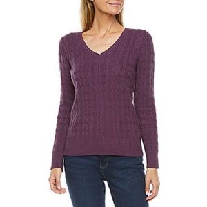 St. John's Bay Womens V Neck Long Sleeve Pullover Sweater‎ color blackber…